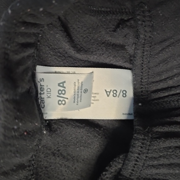 Carters Boys Black Fleece Pull On Pants Drawstring With Pockets Size 8 - Picture 4 of 7